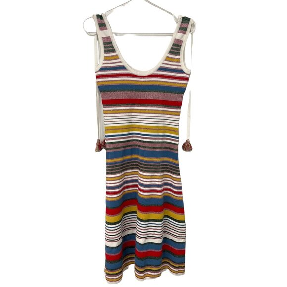 Veronica Beard Striped Tassel Detail Midi Dress - Picture 6 of 6